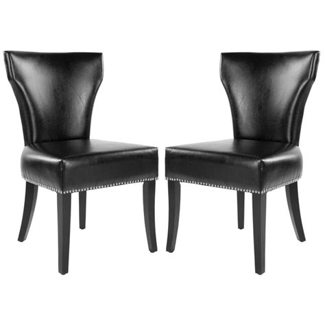 Safavieh Set Of 2 Jappic Contemporarymodern Faux Leather Upholstered Side Chair Wood Frame At