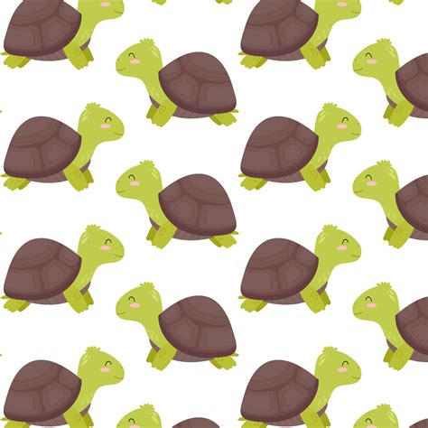 Pattern with a land turtle. Cute turtle in flat style. Pattern for ...