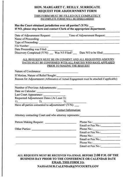 Nassau County New York Surrogate Request For Adjournment Form Fill