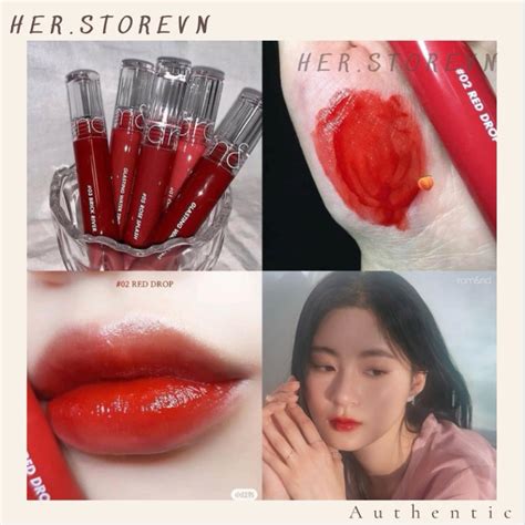 Son Bóng Romand Glasting Water Tint 02 Red Drop Màu Đỏ Táo Shopee