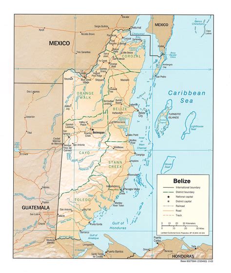 Large Detailed Administrative And Relief Map Of Belize Belize Large