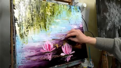 Cours De Peinture Au Couteau Les Nympheas Par Nelly Lestrade Youtube