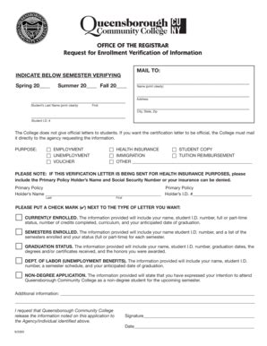 Fillable Online Qcc Cuny Office Of The Registrar Request For Enrollment