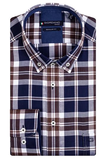 Giordano Check Shirt Brown Peppers