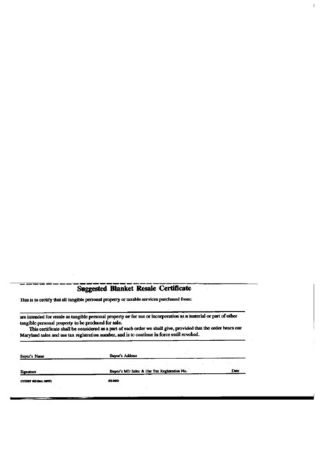 Form Cotst 103 Suggested Blanket Resale Certificate Printable Pdf