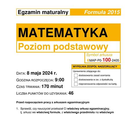 Matura Matematyka 2024 ARKUSZ CKE ODPOWIEDZI ZADANIA PDF DO