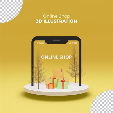 Premium Psd Shopping Online On Mobile Application D Rendering