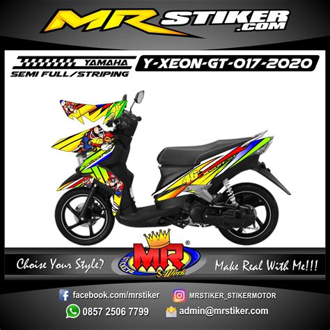 Stiker Motor Decal Yamaha Mio Fino Blue Grafis Racing Stiker Motor