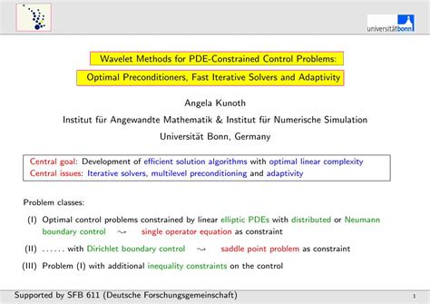 Pdf Wavelet Methods For Pde Constrained Control Problems Naconf