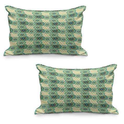 Mandala Quilted Pillowcover Set Of Moroccan Culture Theme