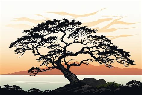 Premium Ai Image Simple Tree Silhouette Ai Generated