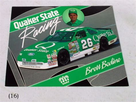 Quaker State Racing 26 Brett Bodine 1992 Ford Promo Card 8x10 Ebay