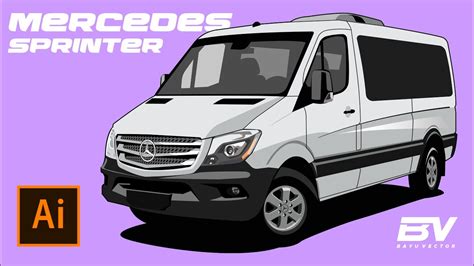 Adobe Illustrator Tutorial How To Draw Flat Vector Mercedes Sprinter