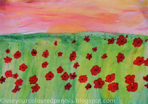 Use Your Coloured Pencils: Poppy Field Paintings