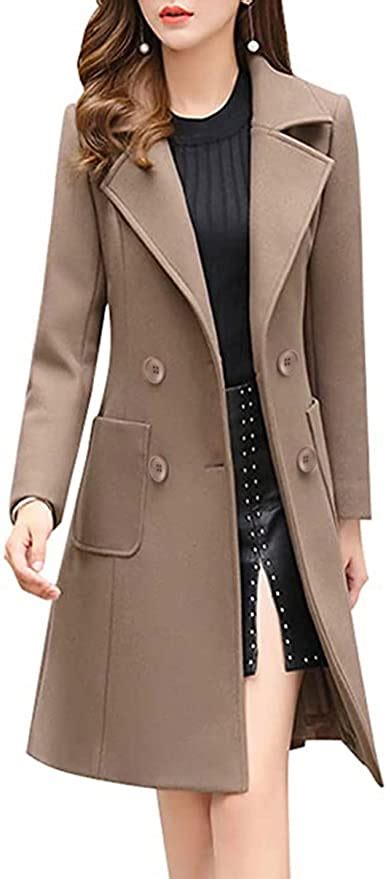 APTRO Women S Double Breasted Long Wool Trench Coat