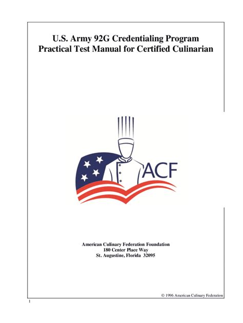 Fillable Online Quartermaster Army U S Army 92g Credentialing Program Practical Test Fax