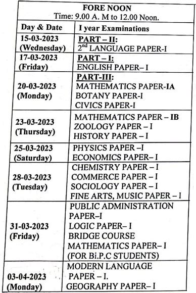 Ap Inter Exam Schedule Sela Wynnie