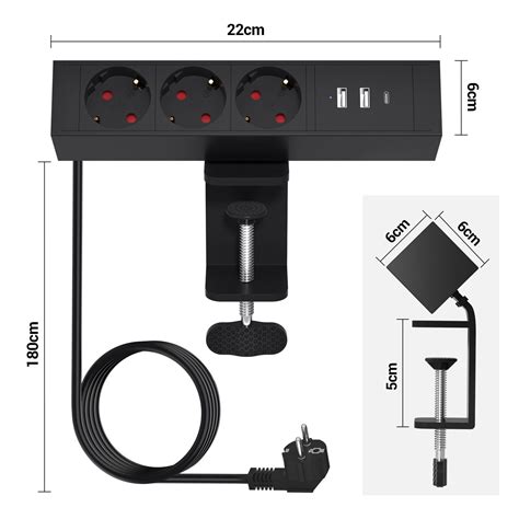 Tischsteckdose Fach Mehrfachsteckdose Schreibtisch Steckdosenleiste