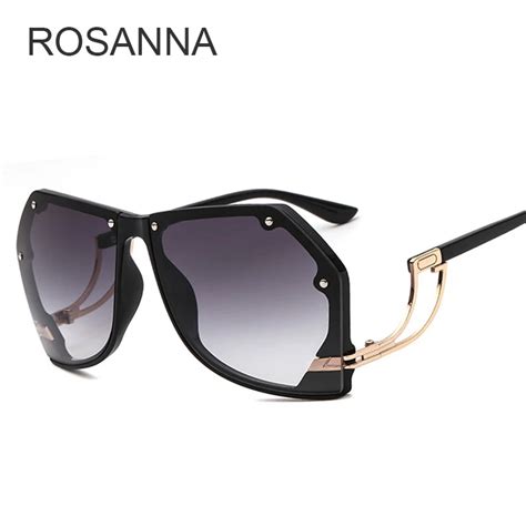 Luxury Vintage Rimless Sunglasses Women Brand Designer Oversized Retro