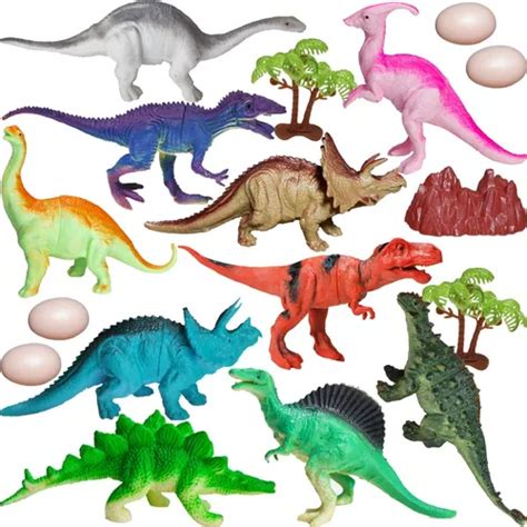 Set Dinosaurios De Goma Grandes Juguete Regalo Bolsa X