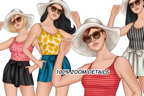 Beach Clipart Summer Girl Clipart Travel Girl Clipart Etsy