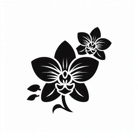 Black Orchid Silhouette Logo On White Background Premium AI Generated