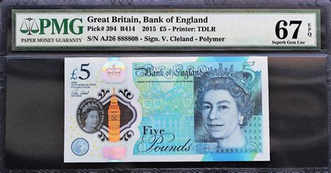 Uk Great Britain 5 Pound 2015 Great Britain Polymer Fancy Serial