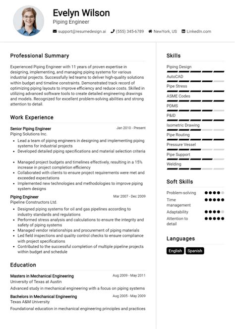 Piping Engineer Resume Examples And Templates For Top Tips