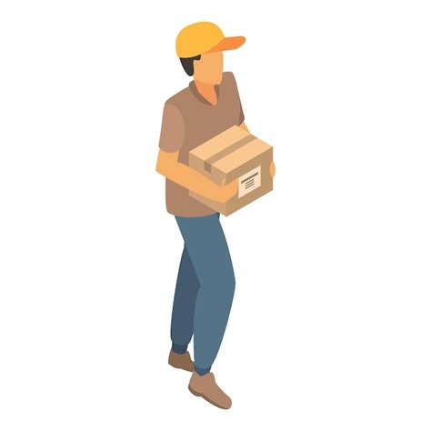 Premium Vector Man Delivery Box Icon Isometric Of Man Delivery Box