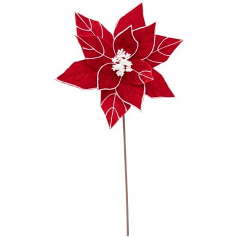 Northlight 20 Red And White Velvet Glittered Poinsettia Christmas Stem Spray 1 Kroger