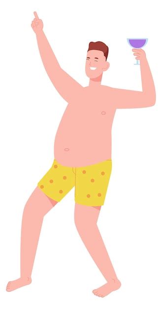 Hombre Bebida Verano C Ctel Playa Refresco Icono Vector Premium