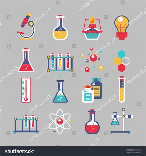 Chemistry Decorative Icons Set Chemical Lab Stock Vector Royalty Free