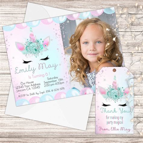 Unicorn Birthday Invitation Unicorn Invitation Editable Invitation