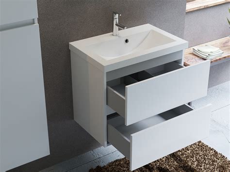 Mobile Bagno Salvaspazio Compact L Cm Cassetti Bianco Lucido E