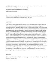 MGT 455 Module 3 DQ 1 Describe The Various Types Of Time Series And