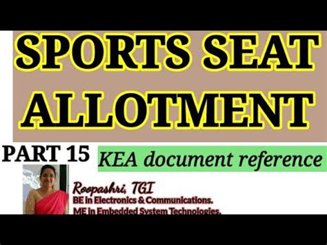 Dcet Kcet Part Sports Seat Allotment By Kea Document