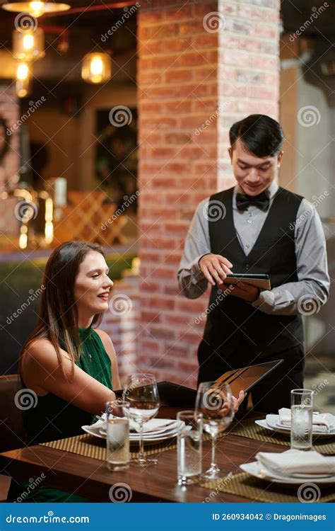 Elegant Woman Ordering Food Stock Photo Image Of Females Anniversary