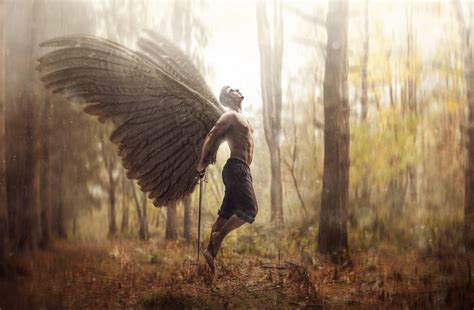 Male angel graphic wallpaper, men, fantasy art, angel, wings HD ...