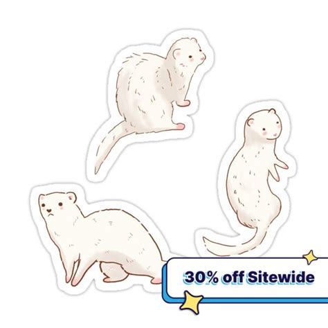 White Ferrets Illustration Sticker For Sale By Mayarart En 2024