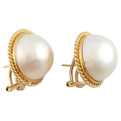 14k Yellow Gold Pearl Gold Knot Earrings 16304 For Sale At 1stdibs