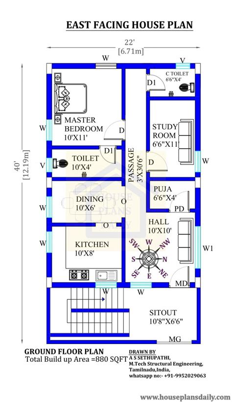 22x40 East Facing Vastu House Plan House Designs And Plans PDF Books