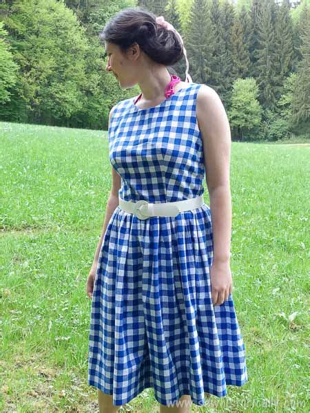 1950s Blue Check Curtain Dress - Sew Historically