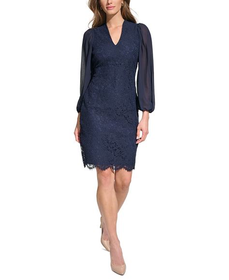 Vince Camuto Womens Lace Long Sleeve Bodycon Dress Macys