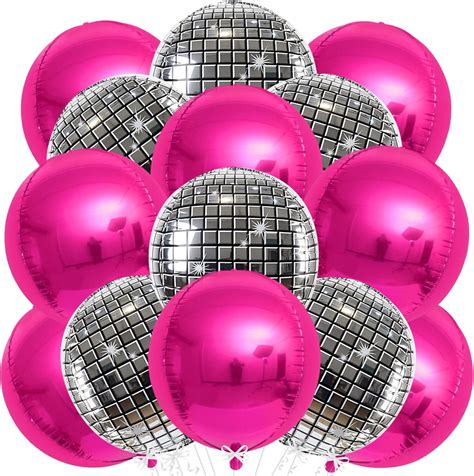 Amazon Big Hot Pink Balloons Inch Pack With Silver Disco Ball Balloons Inch