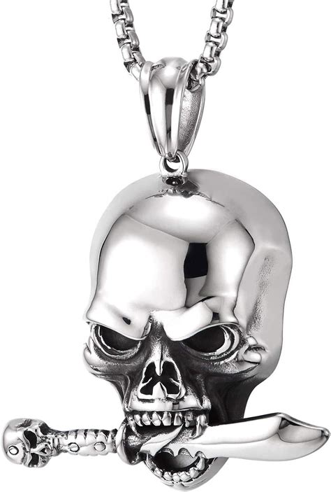 Coolsteelandbeyond Gothic Biker Punk Mens Stainless Steel Sword Skull