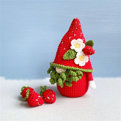 Crochet Pattern Strawberry Gnome Spring Garden PDF Tutorial Etsy