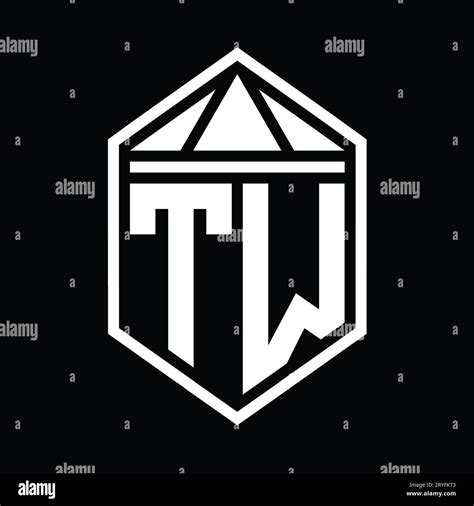 Tw Letter Logo Monogram Simple Hexagon Shield Shape With Triangle Crown