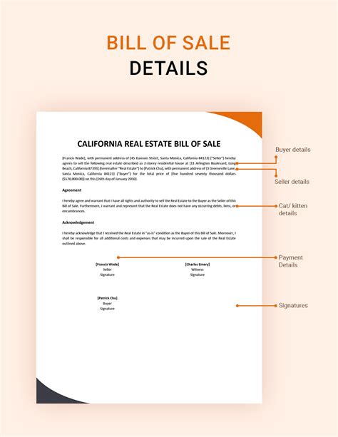 California Real Estate Bill Of Sale Template In Word PDF Google Docs