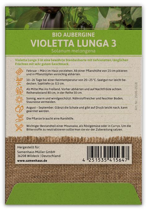 Aubergine Violetta Lunga 3 100 Stück BIO Auberginensamen von