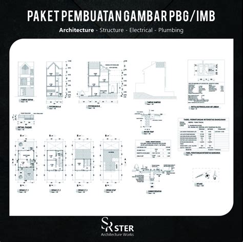 Gambar Kerja Cad 2d Arsitektur Interior Perijinan Pbg